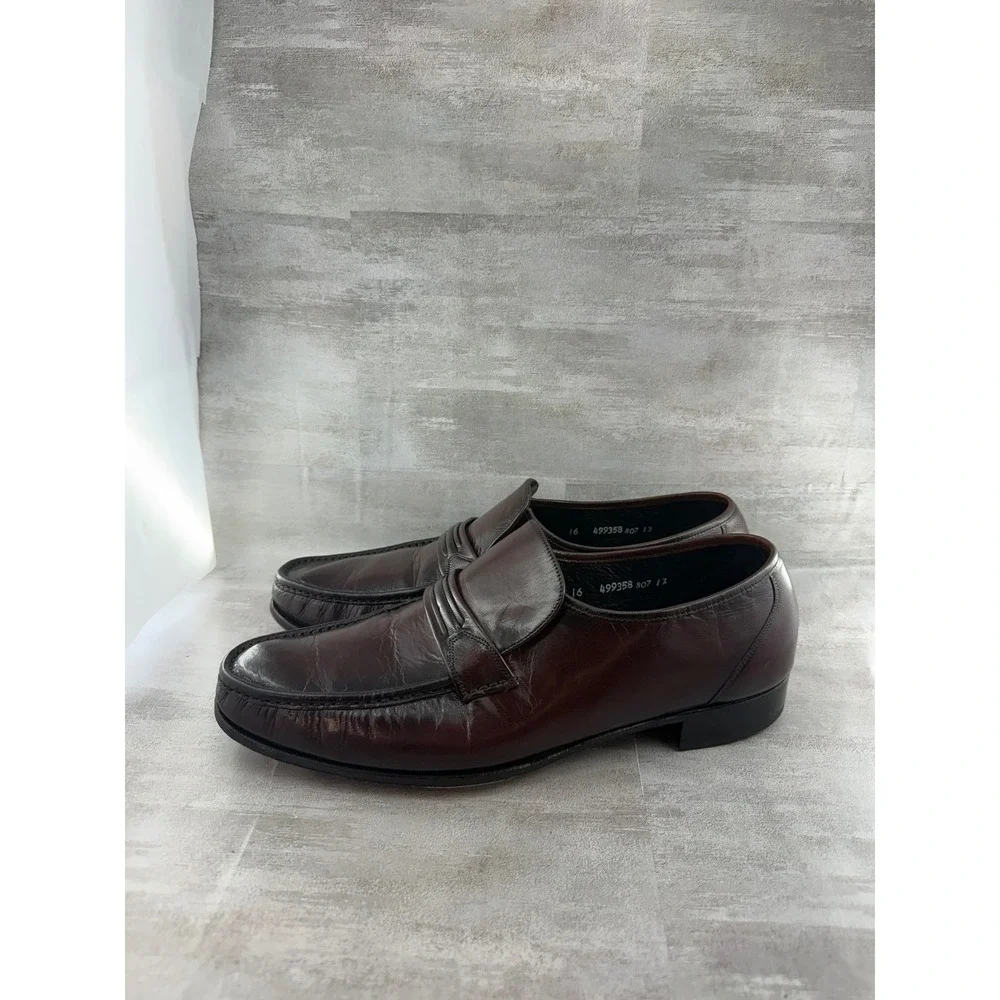 Florsheim Men Brown Leather Apron Toe Slip On Loafers Dress Shoes Sz 14D